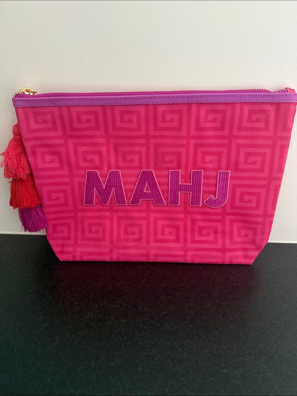 Jonathan Adler x Michaels Mahjong Pouch Pink Purple Tassel 9.5” x 8” NWT